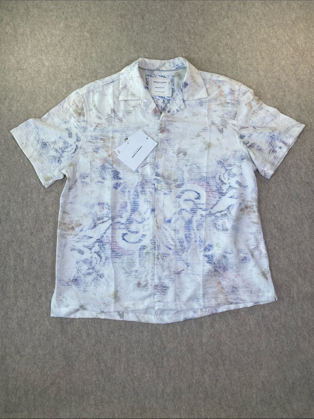 Denim & Flower Ricky Singh Abstract Print Relaxed Button Down Shirt NWT M